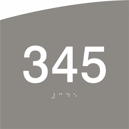 Custom Room Number ADA Braille Sign Crescent Series 6x6