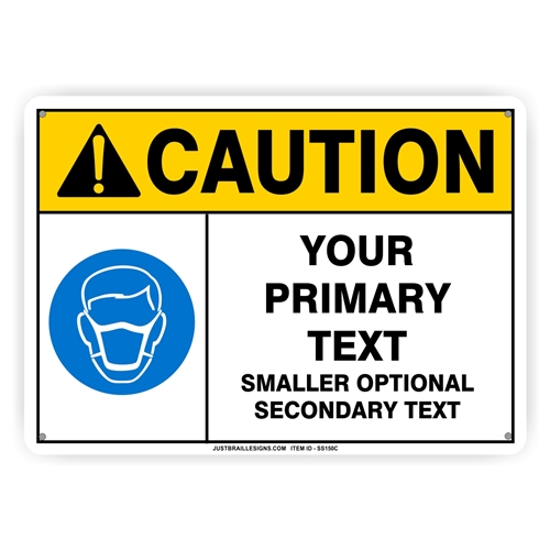 Custom Dust Mask Required Caution Safety Sign Customize With Your Text