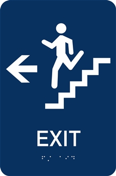 Stair Exit Directional Braille Sign, Economy Series 6x9