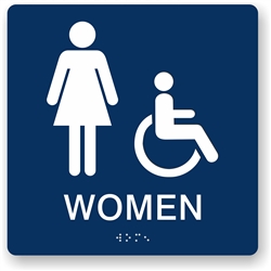 Accessible Women's Restroom ADA Braille Sign, 8x8