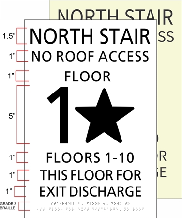Stairwell Identification Floor ID Sign, Tactile Letters With Grade 2 ...