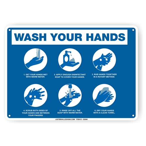 Hand Washing Safety Sign with Directions