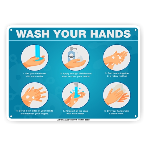 Instructional Hand Washing Safety Sign