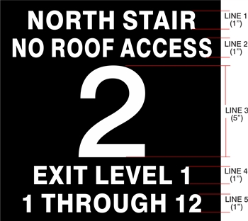 Stairwell Identification Floor Sign, Tactile Letters, No Braille, 12x12